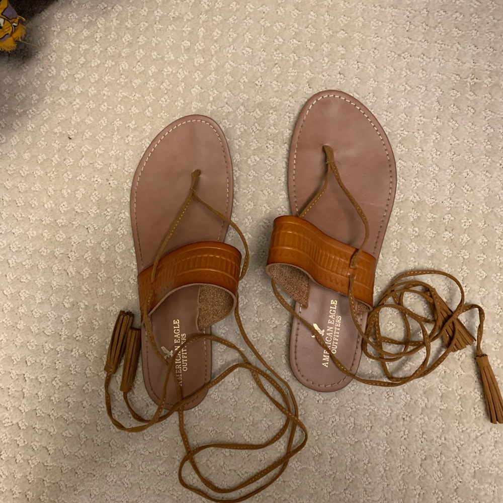 American Eagle tie up sandals